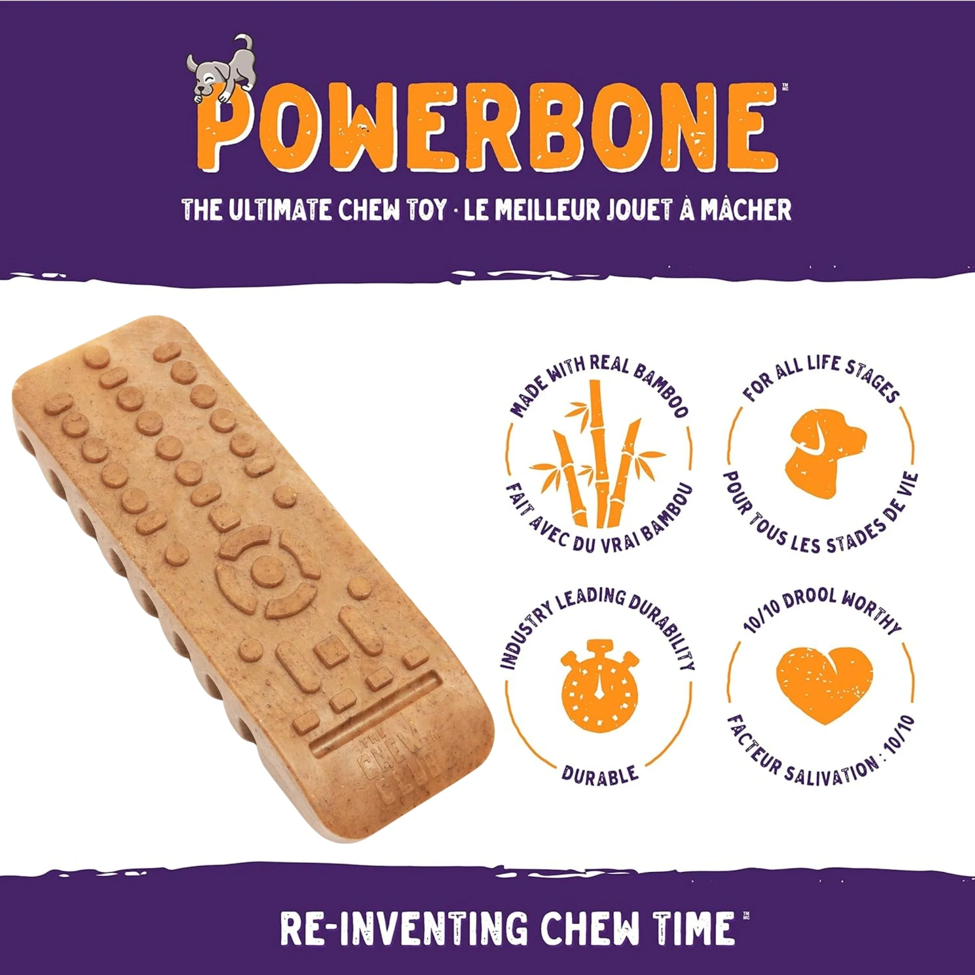 Powerbone TV Remote Dog Chew Toy for Power Chewers, 7" - Image 2