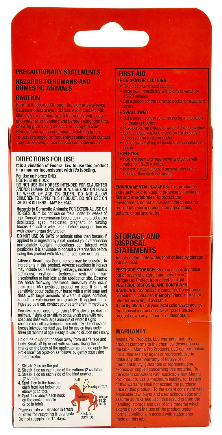 Pro Force 50 Spot On Topical Fly Treatment for Horses - Image 4