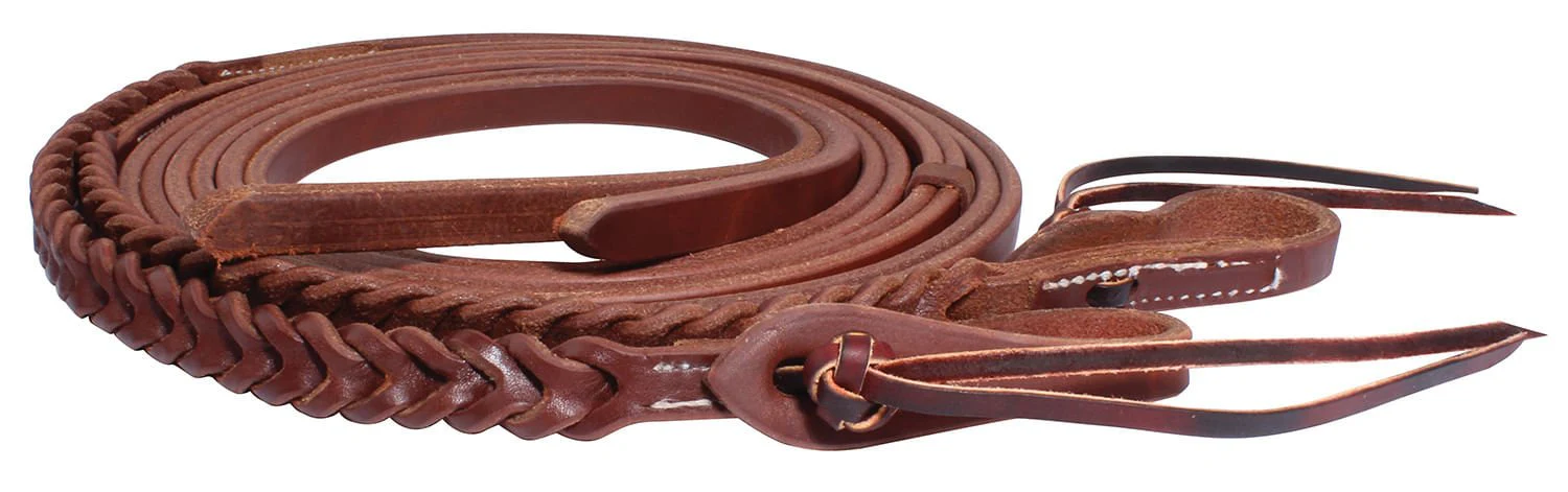 Ranch Bleeding Heart Western Split Reins for Horses – Premium Harness Leather, Ideal for Riding & Training