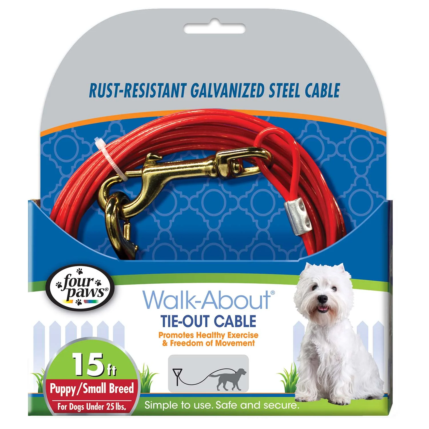 Puppy Dog Tie Out Cable, Red, 15 Ft