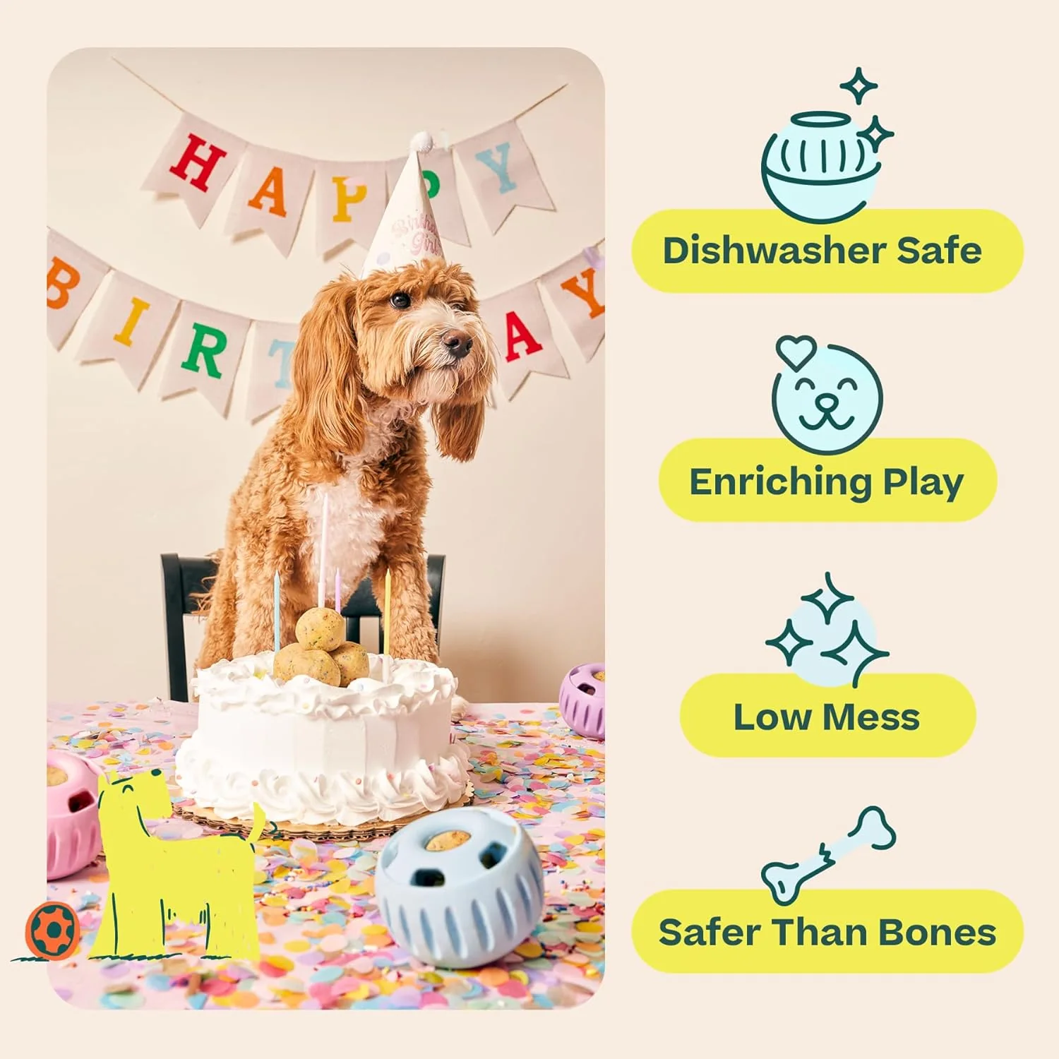 Pupsicle 'Birthday' Party Treat Dispensing Dog Toy – Interactive, Long-Lasting Chew & Puzzle Toy for Dogs - Image 9