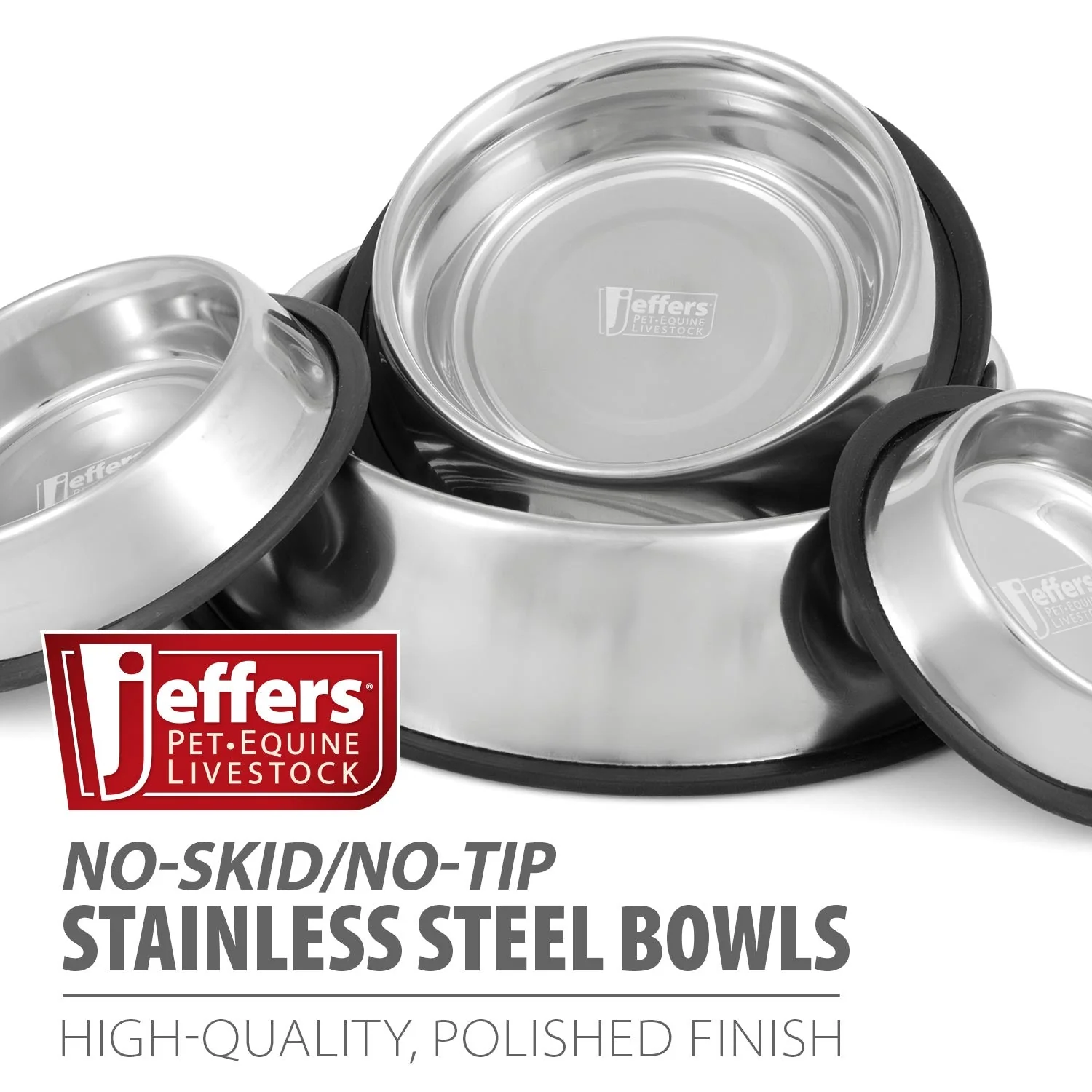 Jeffers No-Skid/No-Tip Stainless Steel Pet Bowls - Image 4