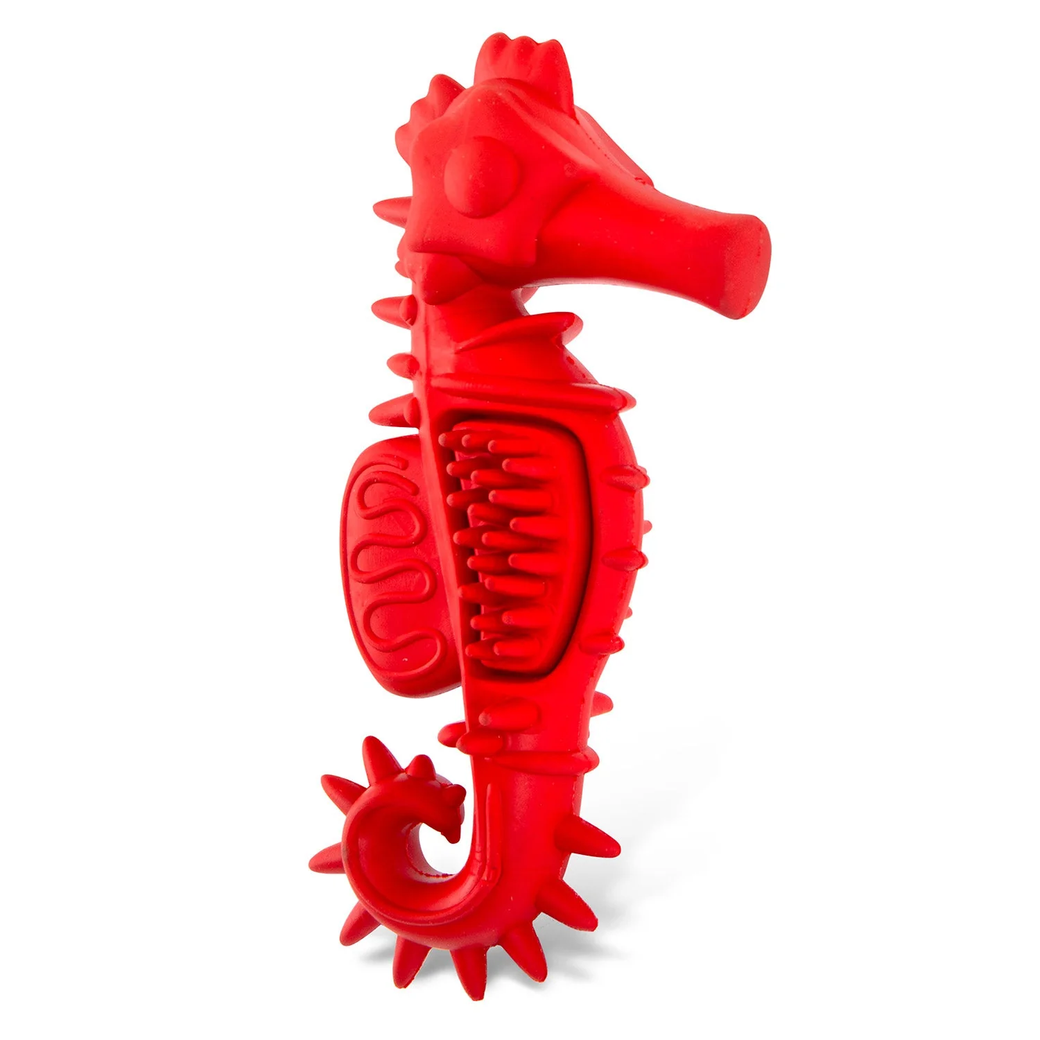 Jeffers Red Seahorse Natural Rubber Dog Chew Toy with Vanilla Scent and Textured Ridges for Dental Health - Image 8