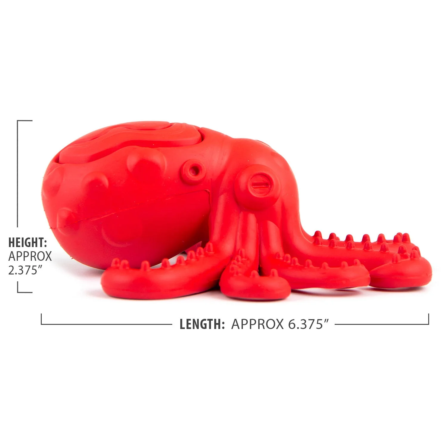 Jeffers Red Octopus Natural Rubber Treat Dispensing Dental Dog Chew Toy - Image 7