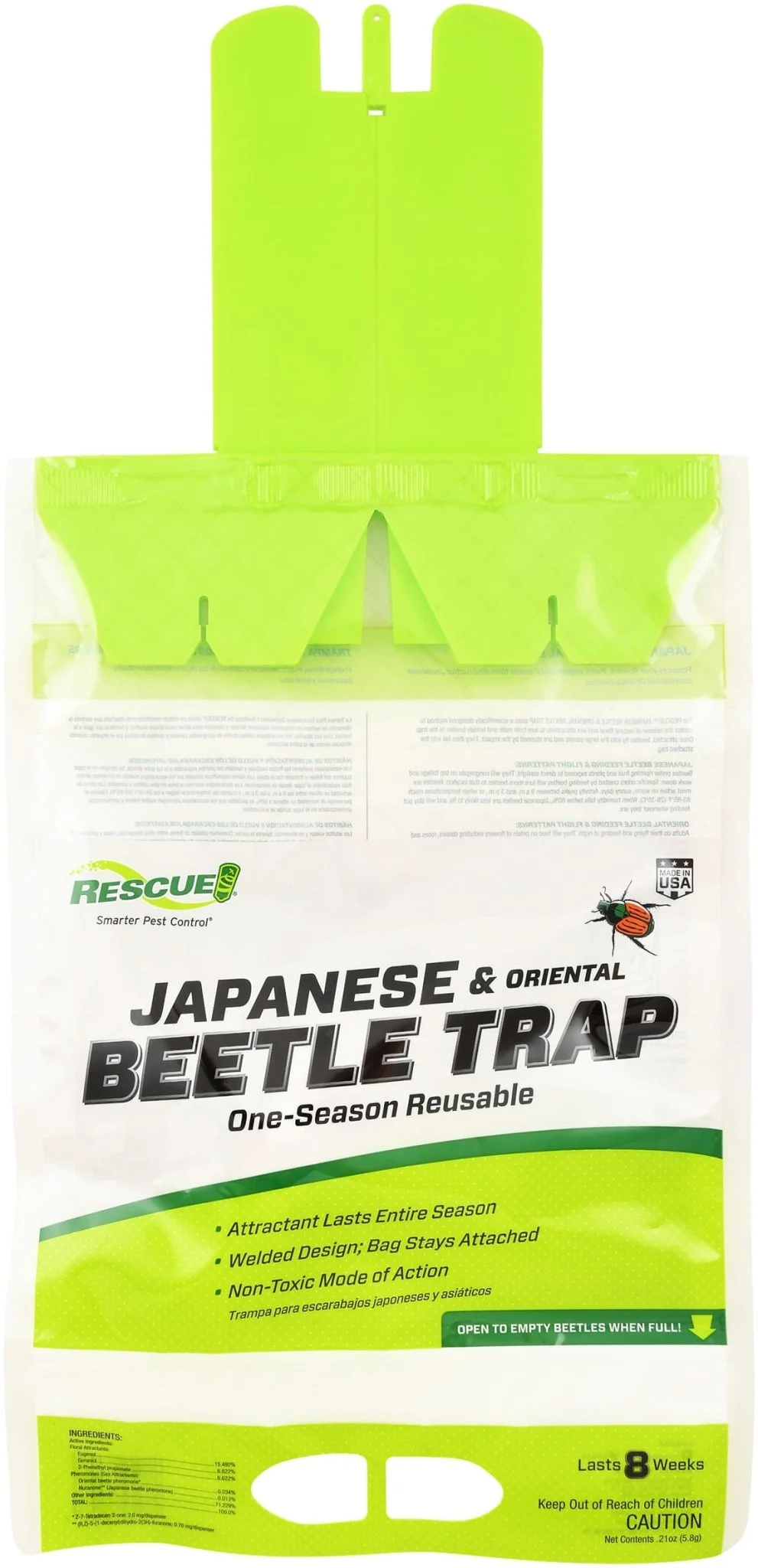 RESCUE! Japanese & Oriental Beetle Trap & Refills - Reusable, Non-Toxic Garden Pest Control