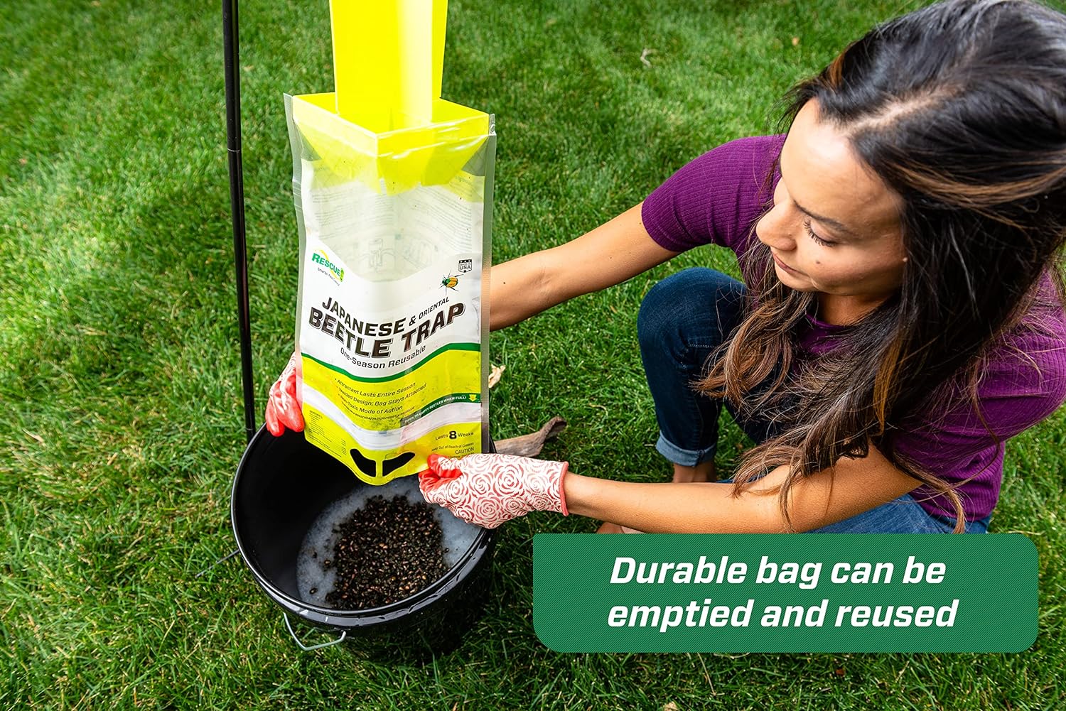 RESCUE! Japanese & Oriental Beetle Trap & Refills - Reusable, Non-Toxic Garden Pest Control - Image 8