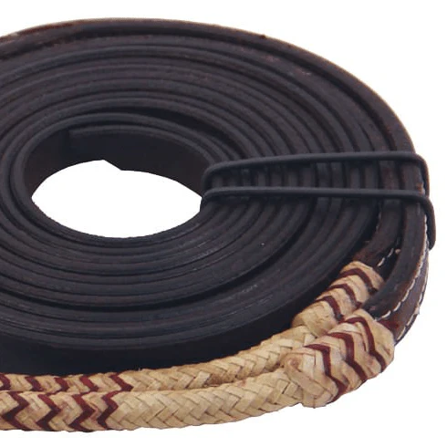 Buffalo Leather Rolled Rawhide Split Reins, 8 ft - Image 3