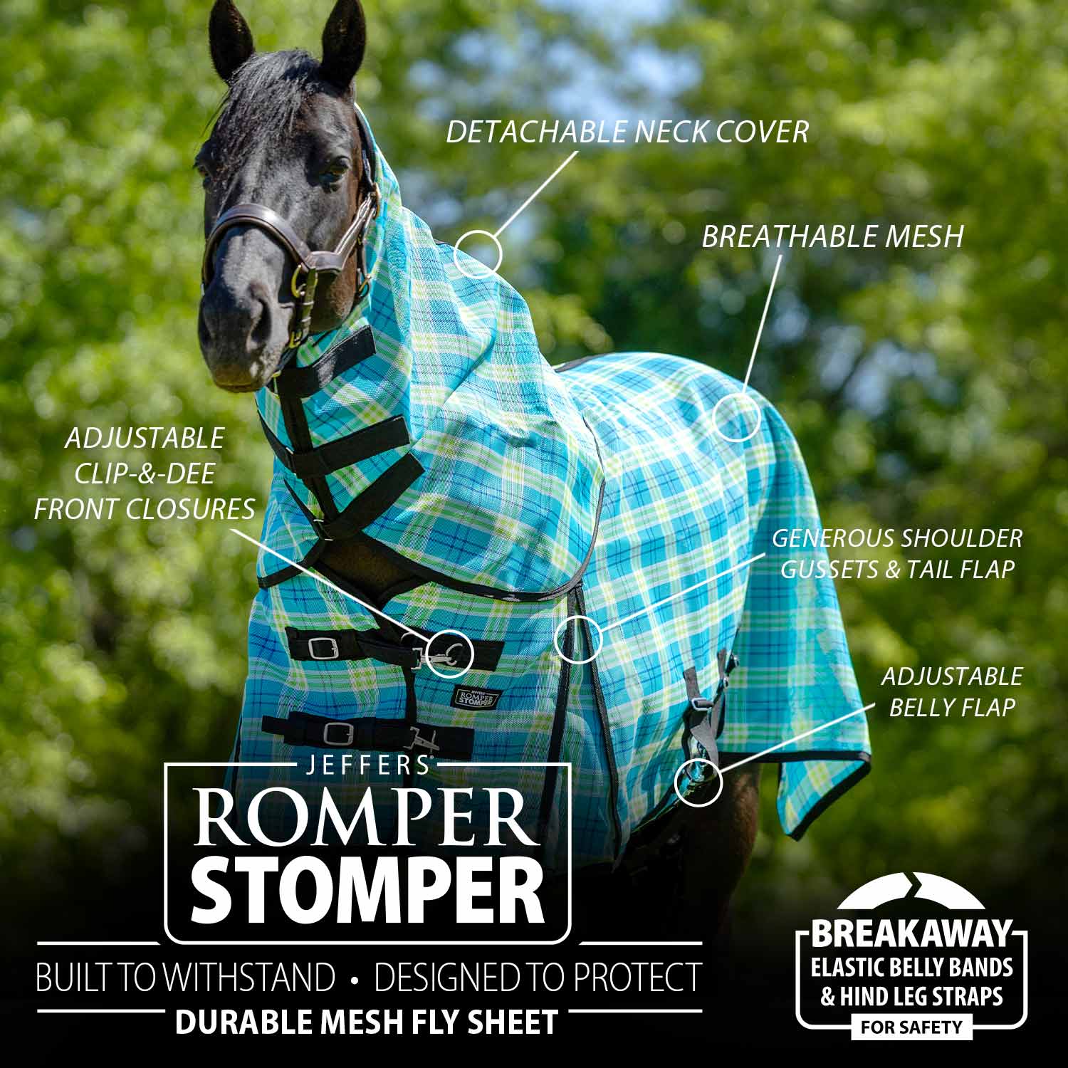 Jeffers Romper Stomper Durable Mesh Fly Sheet with Detachable Neck - Image 3