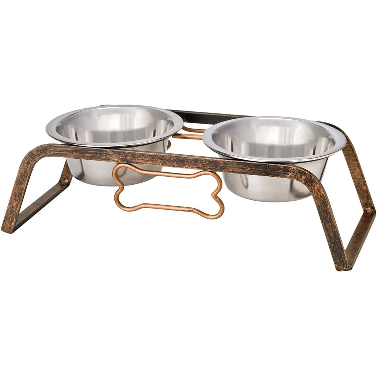 Ruff N Tuff Rustic Bone Double Diner for Dogs - Image 2