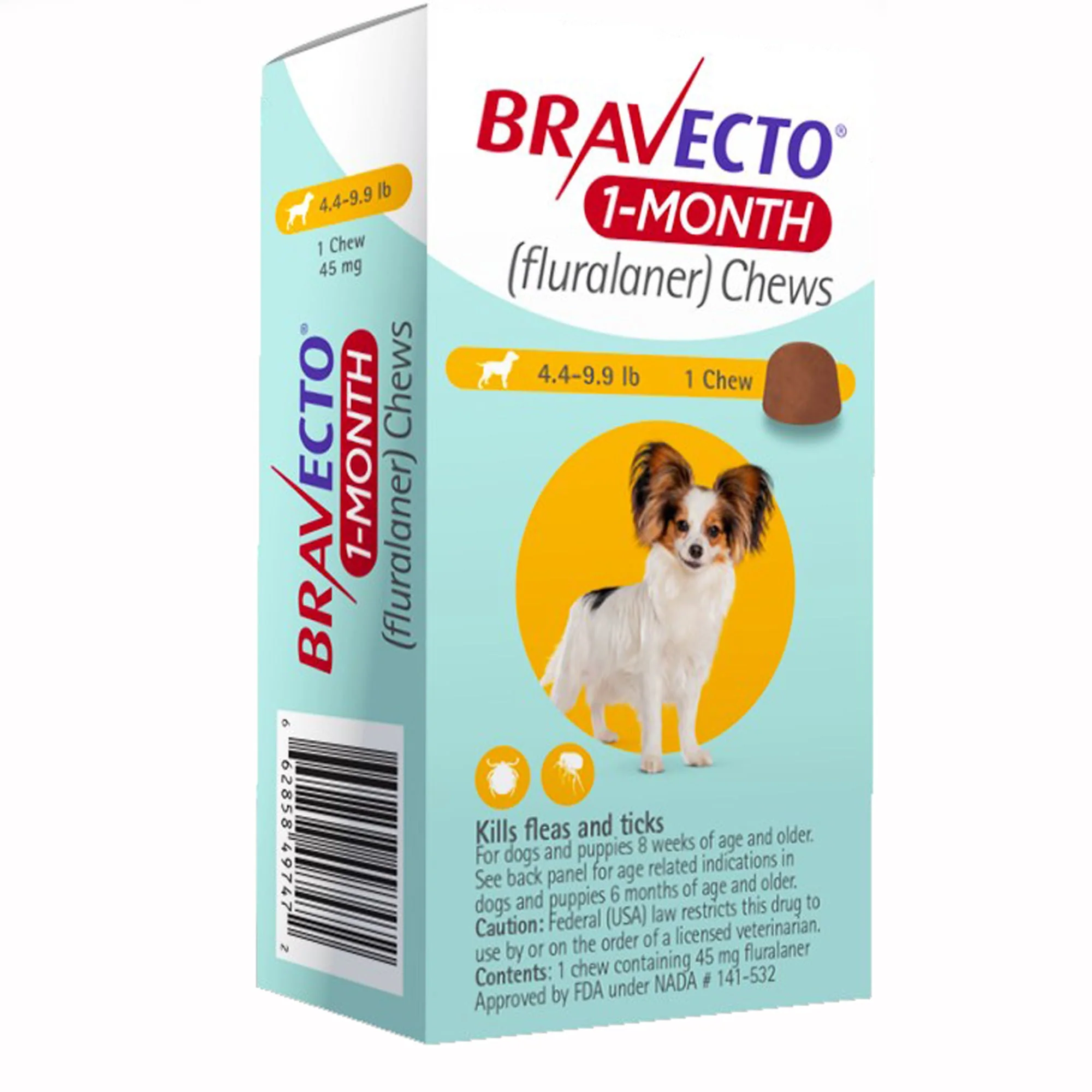 Rx Bravecto (fluralaner) Chews for Dogs, 1 Month Treatment