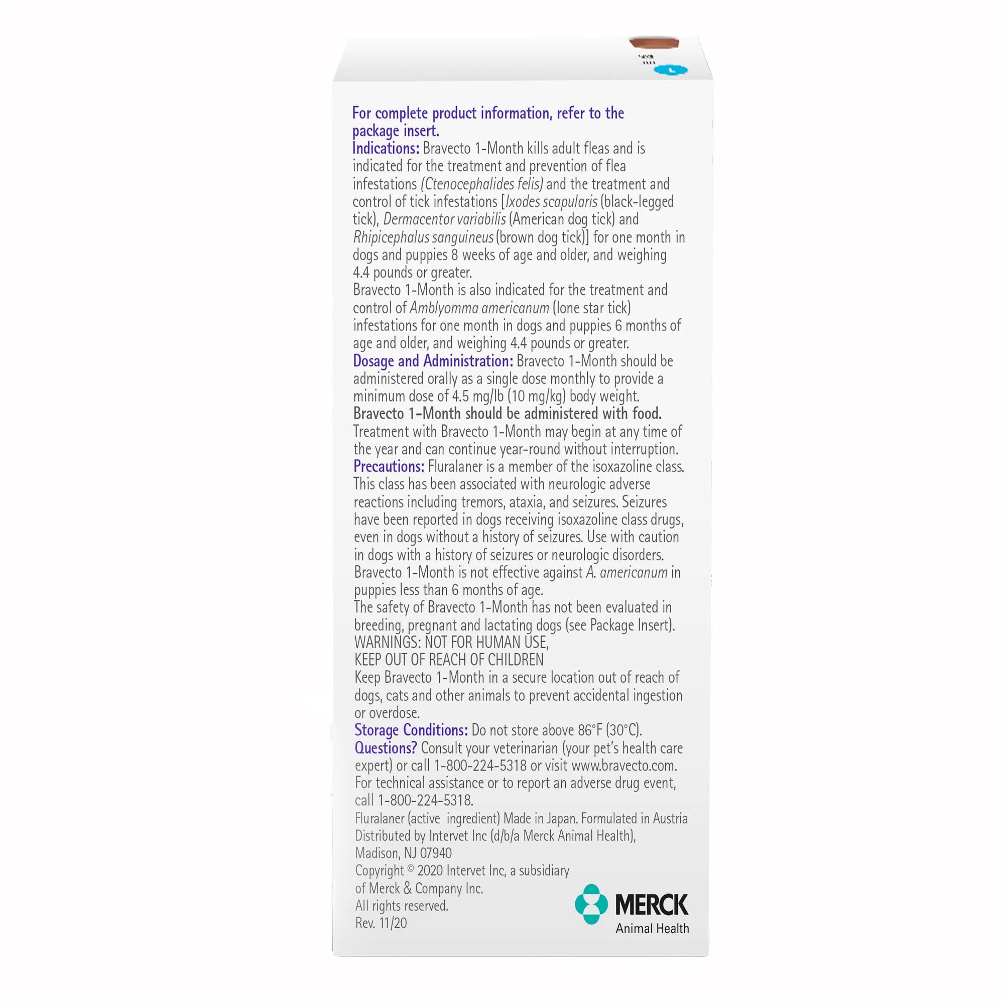 Rx Bravecto (fluralaner) Chews for Dogs, 1 Month Treatment - Image 6