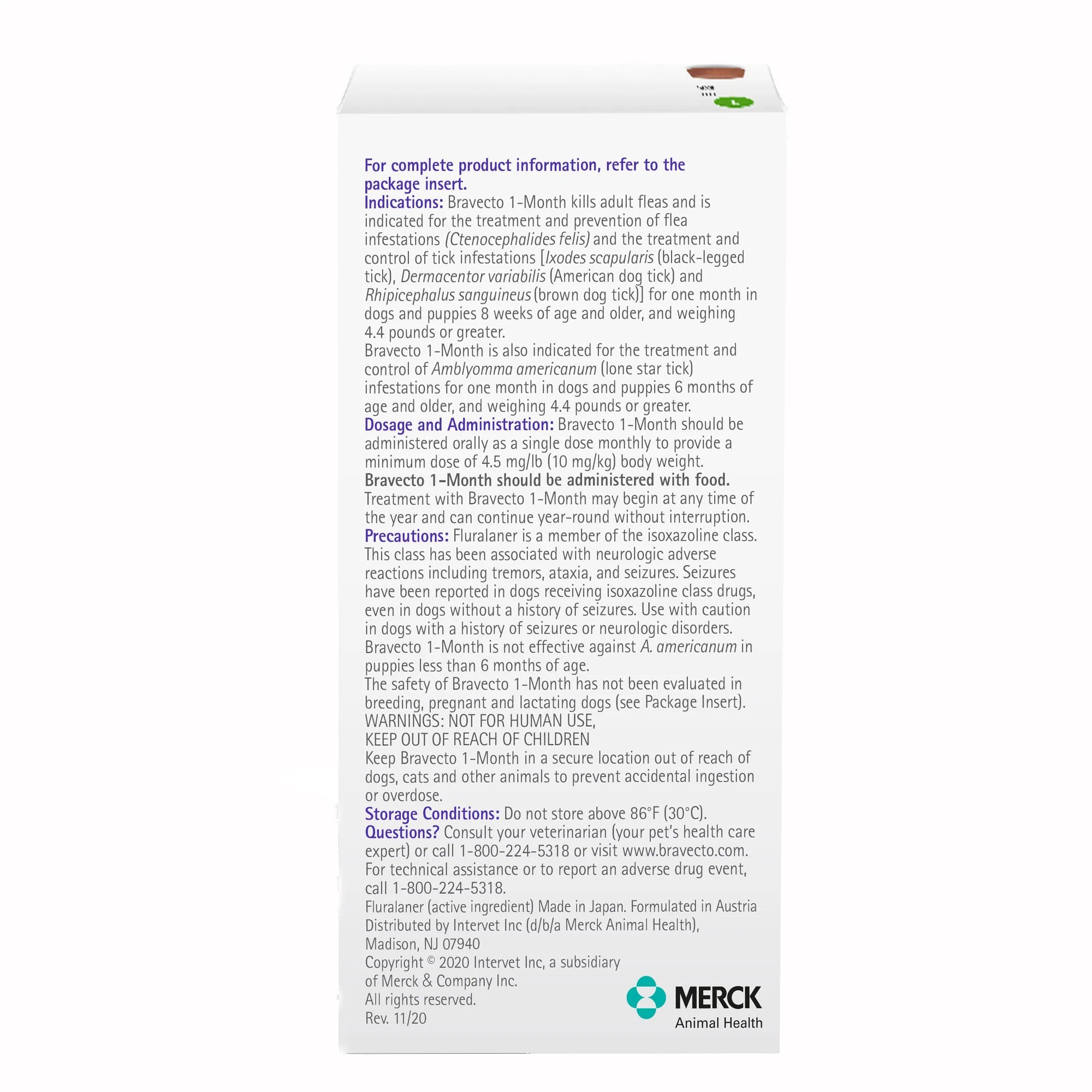 Rx Bravecto (fluralaner) Chews for Dogs, 1 Month Treatment - Image 8
