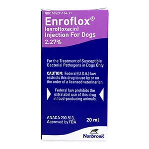 Rx Enroflox Injection for Dogs (enrofloxacin) 2.27%, 22.7 mg/mL x 20 mL Vial
