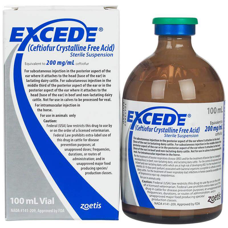 Rx Excede (Ceftiofur Crystalline Free Acid) Sterile Suspension for Cattle, 200 mg