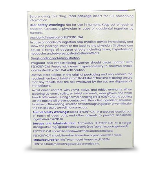 Rx Felycin-CA1 (sirolimus delayed-release tablets) for Cats, 12 ct - Image 6