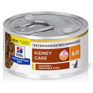 Rx Hill's Prescription Diet k/d Kidney Care Chicken & Vegetable Stew Wet Cat Food, 2.9 oz, Case of 24 Cans