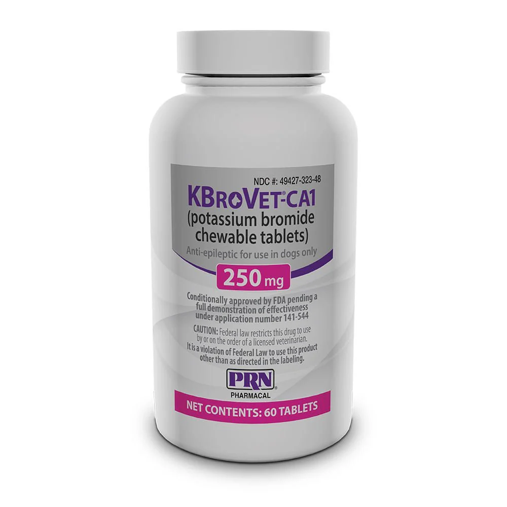 Rx KBroVet-CA1 (potassium bromide) Anti-Convulsant Chewable Tablets for Dogs with Seizures & Epilepsy