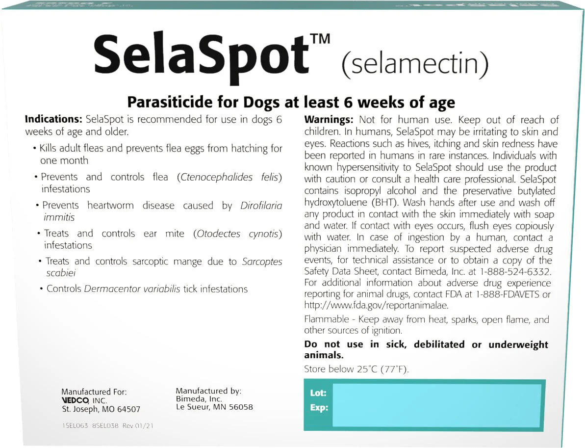 Rx SelaSpot (selamectin) Once-A-Month Flea & Heartworm Topical Solution for Dogs - Image 8