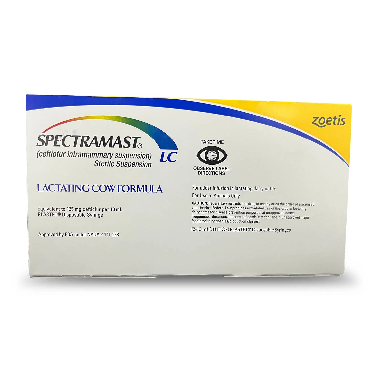 Rx Spectramast LC Ceftiofur Suspension for Lactating Dairy Cattle – 12 x 10 mL Syringes