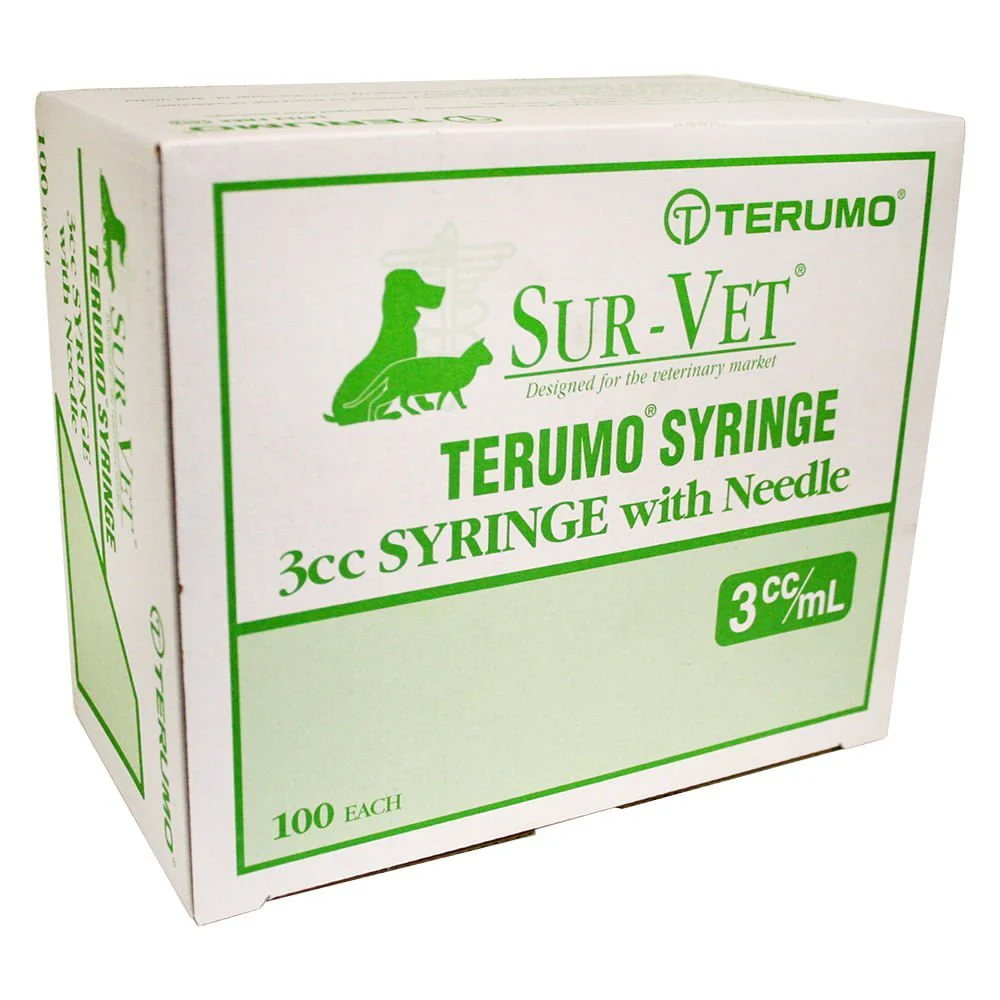Rx Terumo SUR-VET Luer Lock Syringe with Needle, 3 cc LL, 100 ct