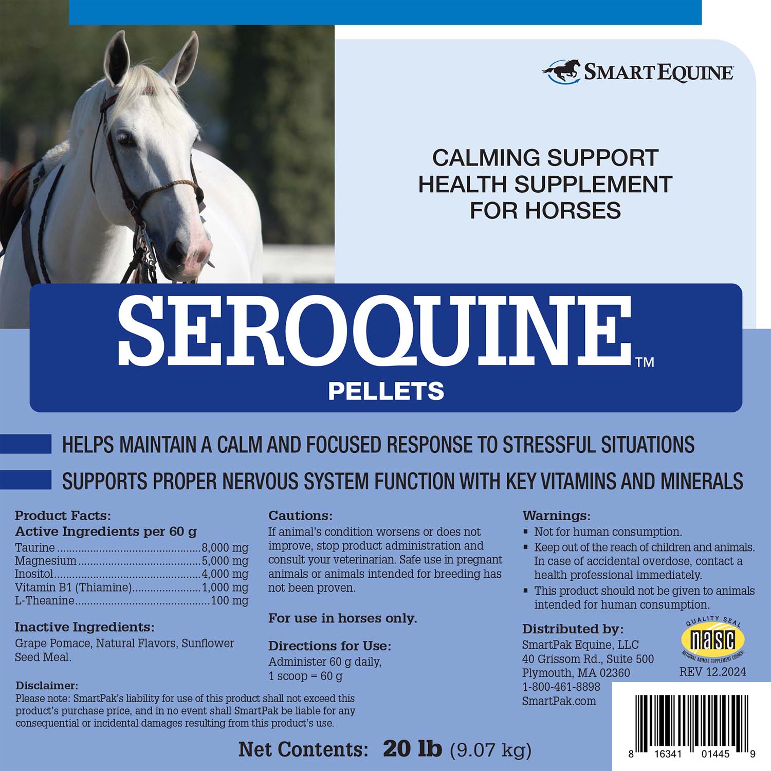 Seroquine, Calmative Support Formula for Horses, Pellets - Image 6