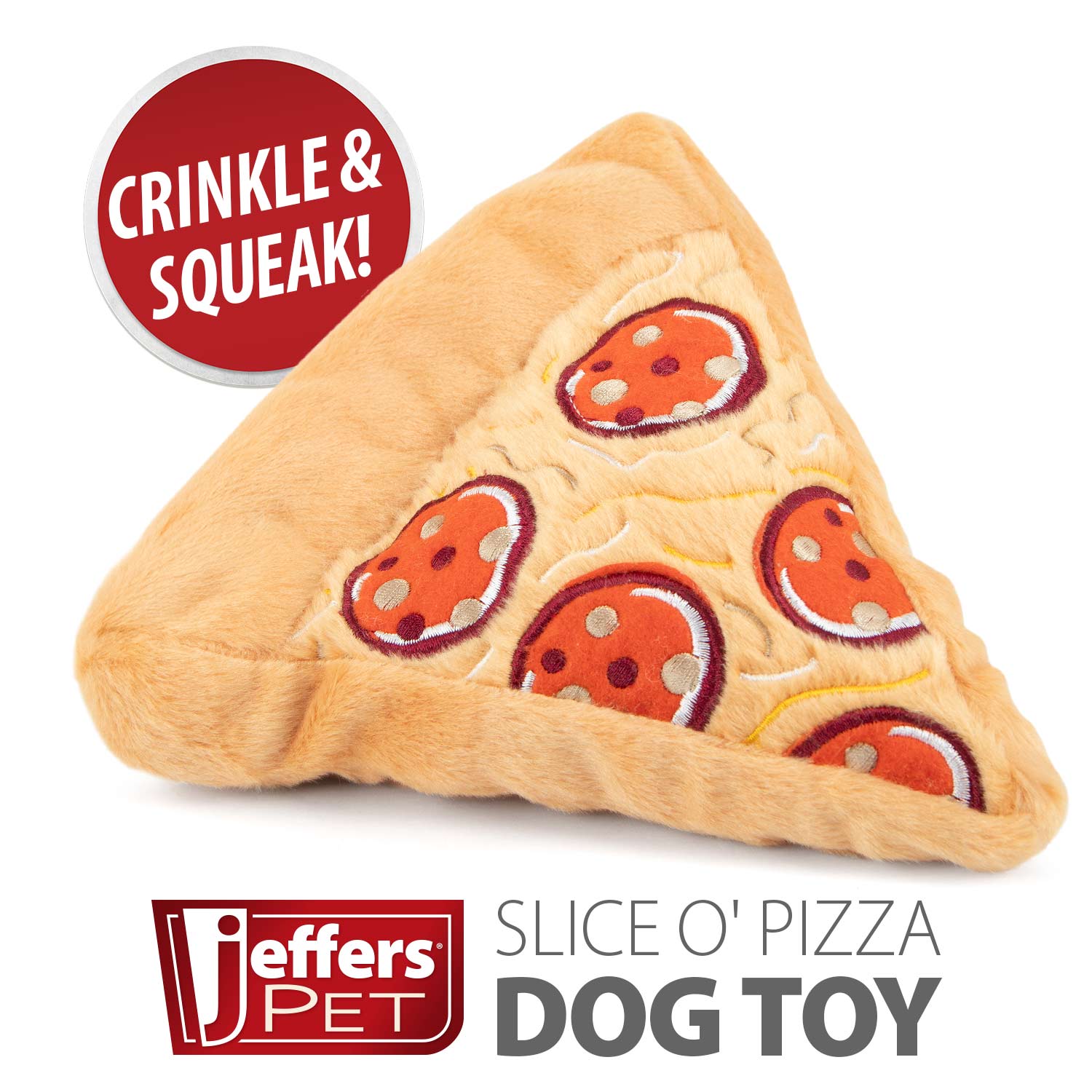 Jeffers Slice O' Pizza Crinkle & Squeak Dog Toy, Each - Image 5