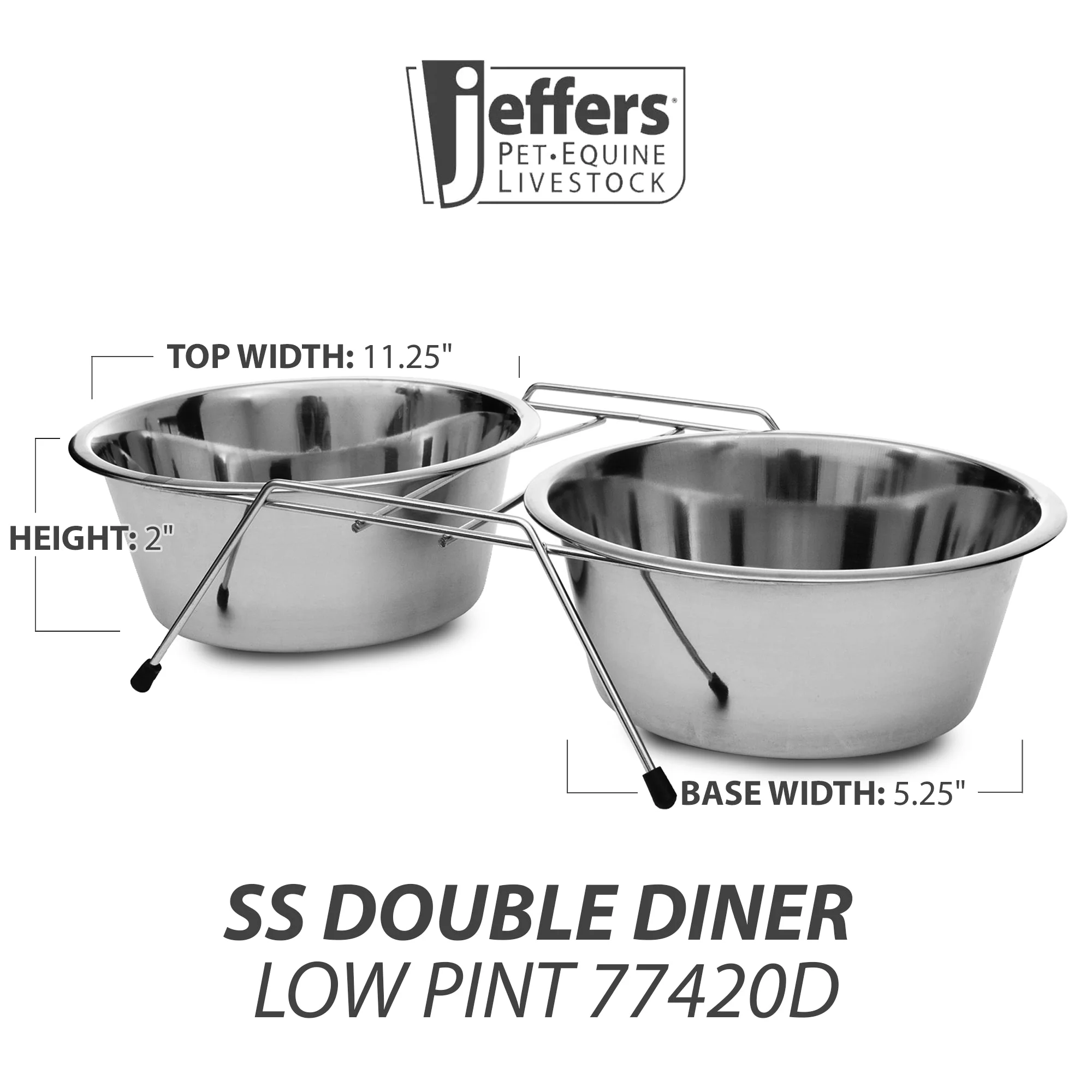 Jeffers Low Profile Stainless Steel Double Diner Pet Bowls - Image 8