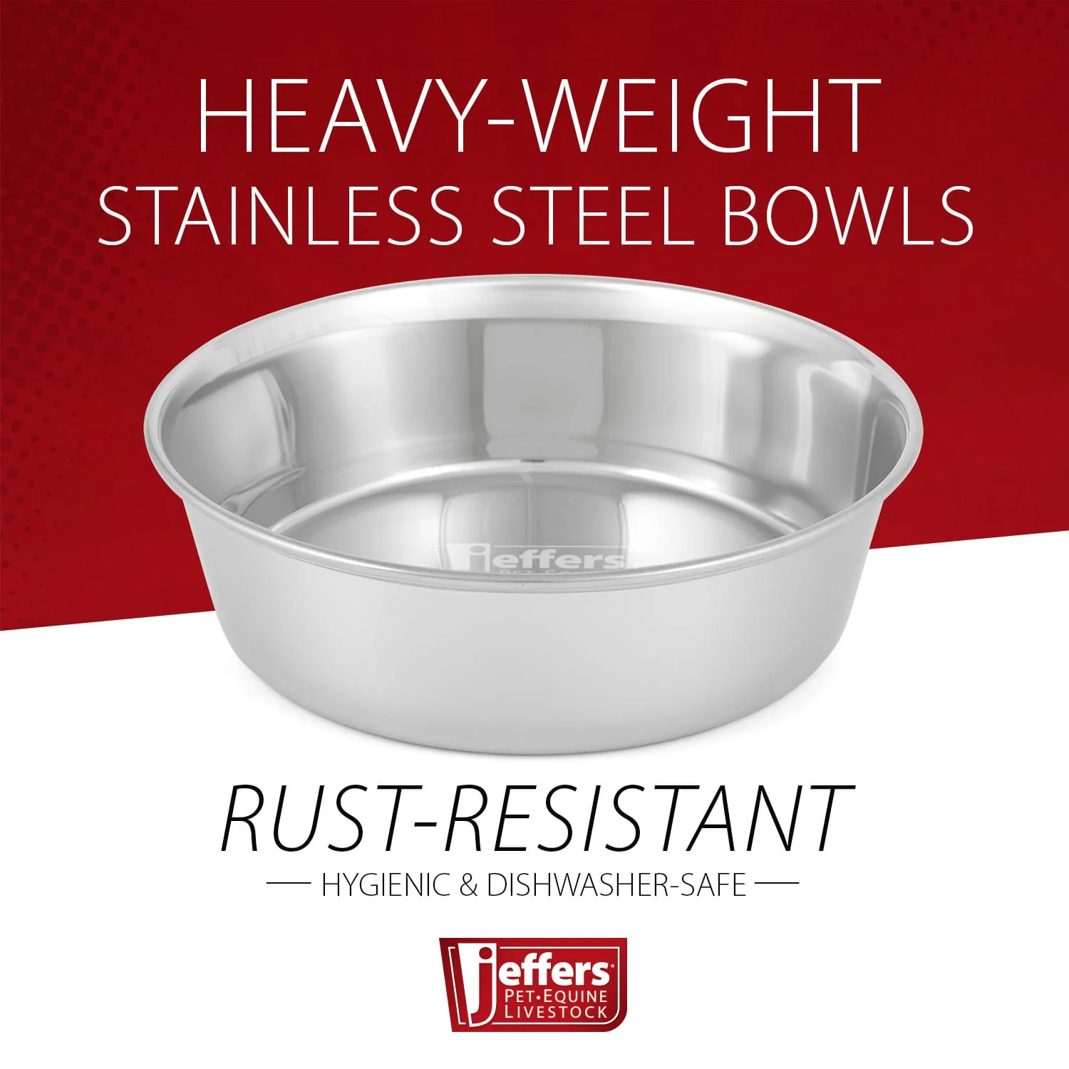 Jeffers Heavy Weight Stainless Steel Pet Bowls – Durable Pet Food & Water Dish, Chew-Resistant, Dishwasher Safe - Image 3