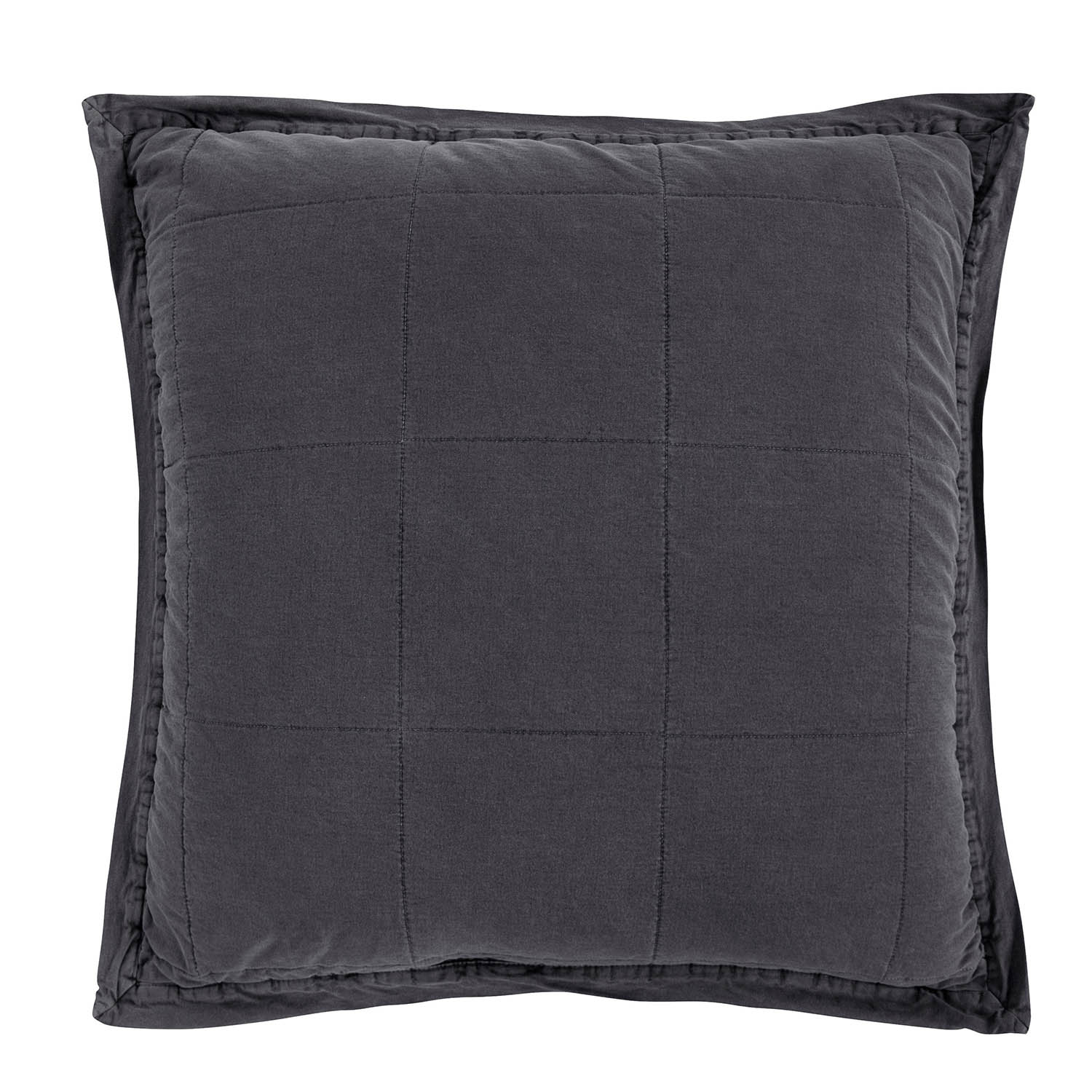 Stonewashed Cotton Quilted Velvet Euro Sham, Gray