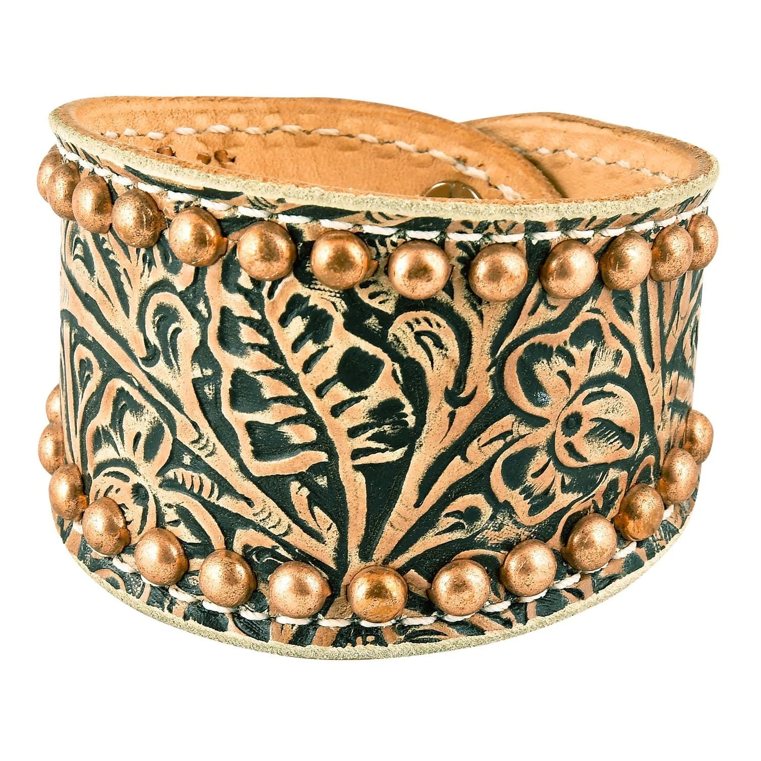 Tan Floral Cuff with Copper Spots - Image 2