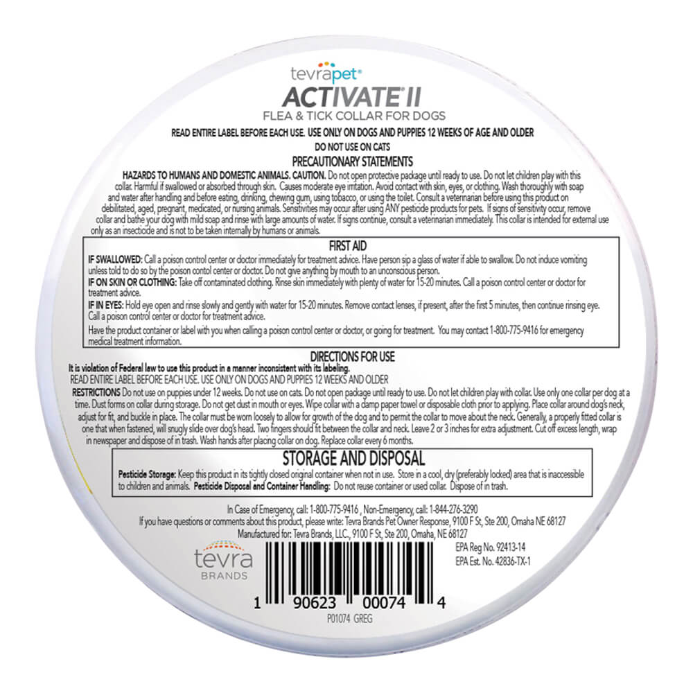TevraPet Activate II Flea & Tick Collar for Dogs, 12 Month, 2 ct - Image 2
