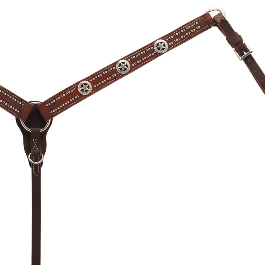 Weaver Texas Star Oiled Canyon Rose Harness Leather Tapered Breast Collar - Image 2