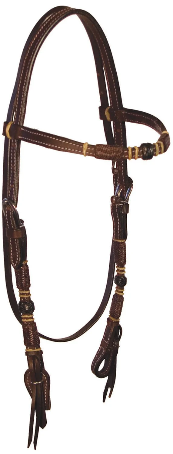 Buffalo Leather Tres Rawhide Browband Headstall