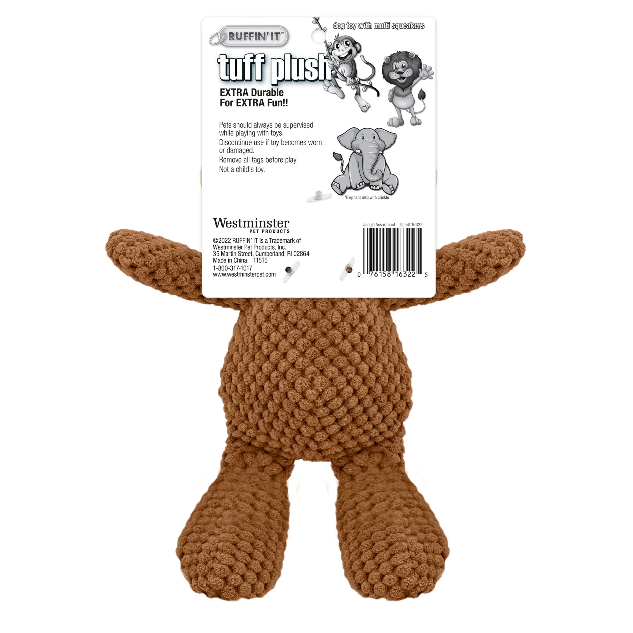 Tuff Plush Assorted Dog Toys - Elephants, Lions, Monkey - Image 8