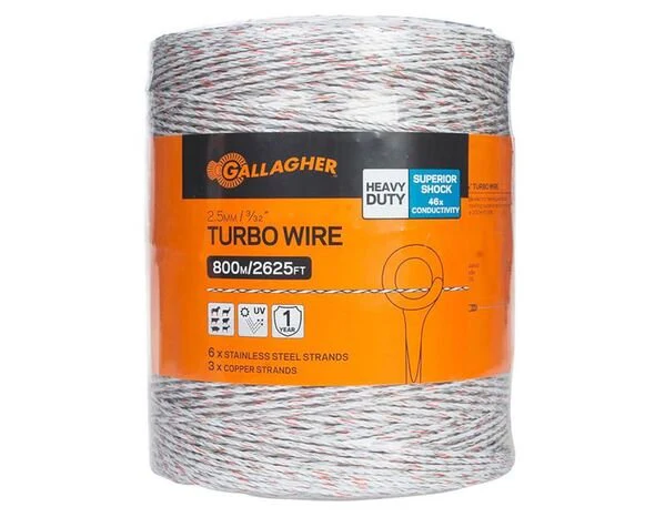 Gallagher Turbo Wire, White, 3/32” (2.5mm) – High-Conductivity Electric Fence Wire for Livestock, Portable & Long-Distance - Image 2