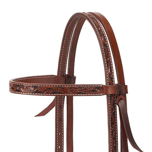 Weaver Turquoise Cross Floral Carved Browband Headstall - Image 2