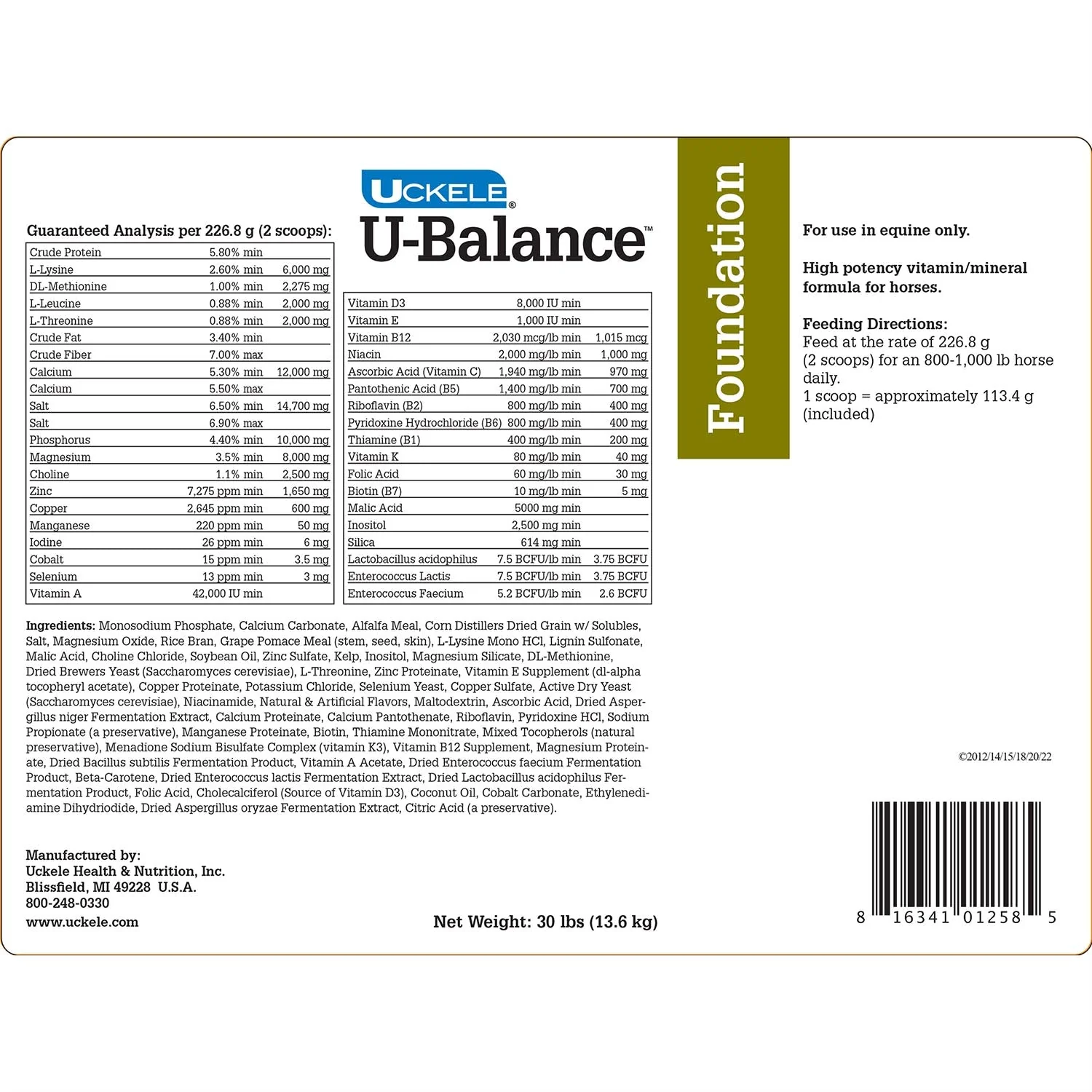 U-Balance Foundation Equine Supplement, Pellets - Image 2