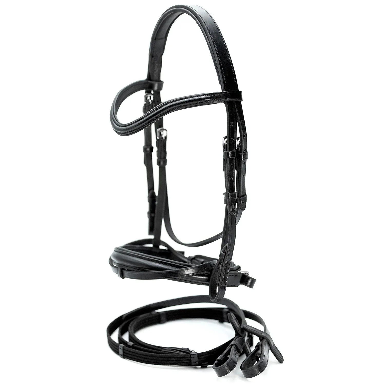 Jeffers Uniquely English "Aachen" Leather Dressage Bridle with Reins for Horses - Image 4