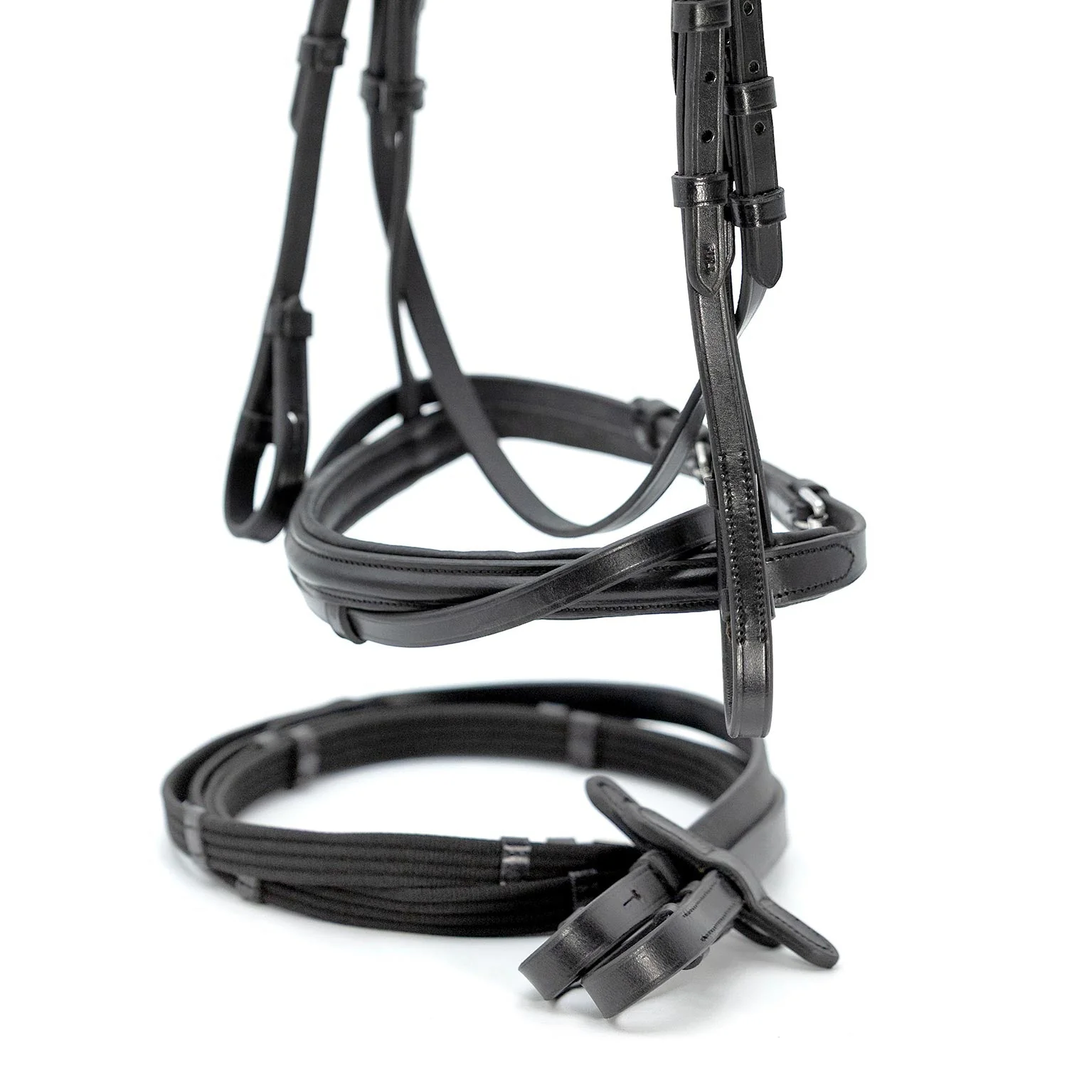 Jeffers Uniquely English "Windsor" Leather Dressage Bridle With Web Reins for Horses - Image 4