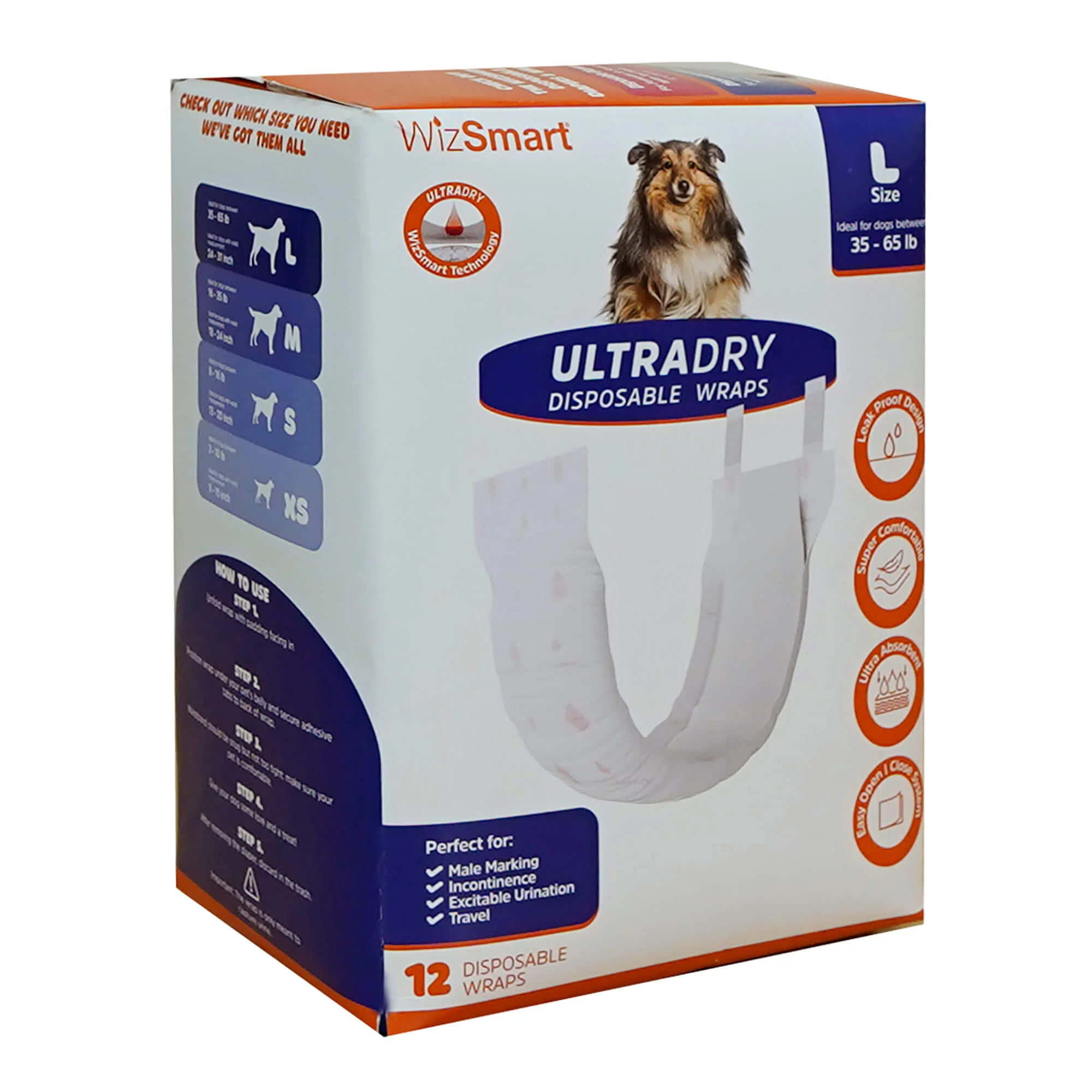 WizSmart UltraDry Disposable Male Dog Wraps - Image 3