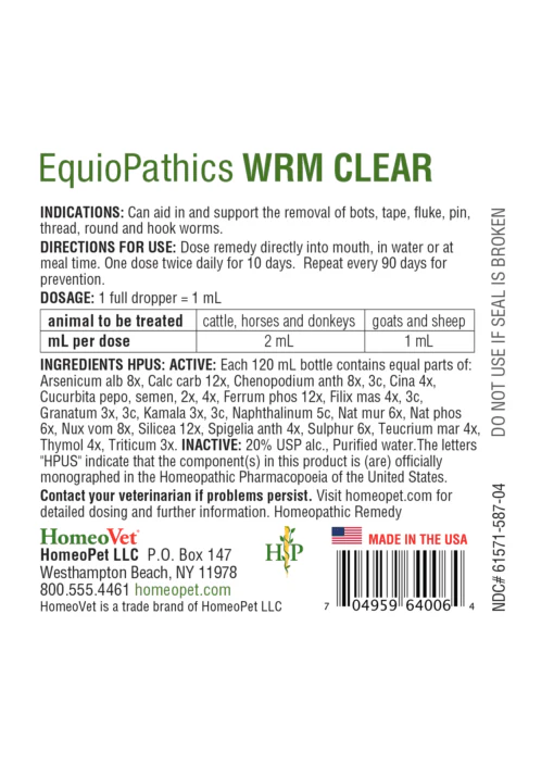EquioPathics Wrm Clear Natural Dewormer for Livestock & Horses, 60 Dose - Image 2